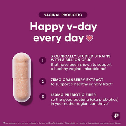 Physician's CHOICE Vaginal Probiotics for Women - Moisture, pH Balance, Odor Control, Yeast Balance, Vaginal Flora, Feminine Health - 6B CFU with Organic Prebiotics and Cranberry Extract - 30 CT