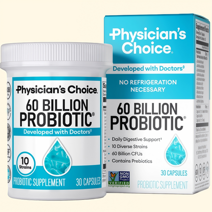 Physician's Choice Probiotics 60 Billion CFU - 10 Strains + Organic Prebiotics - Immune, Digestive & Gut Health - Supports Occasional Constipation, Diarrhea, Gas & Bloating - for Women & Men - 30ct