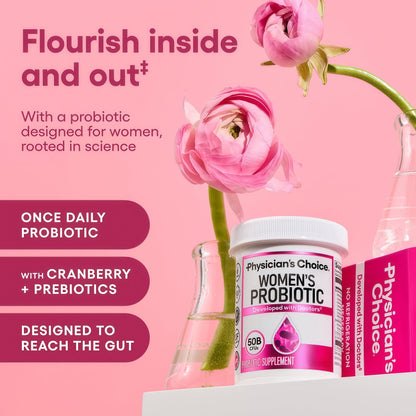Physician's Choice Probiotics - PH Balance, Digestive, UT, & Feminine Health - 50 Billion CFU - 6 Unique Strains for Women - Organic Prebiotics, Cranberry Extract+ - Probiotic - 60 CT